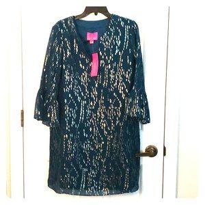 Lily Pulitzer Elenora Silk Dress in Inky Tidal